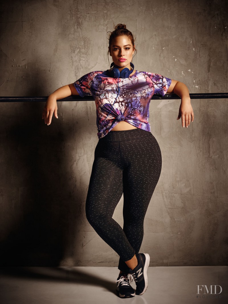 Ashley Graham featured in  the Addition Elle Active Wear advertisement for Spring/Summer 2016