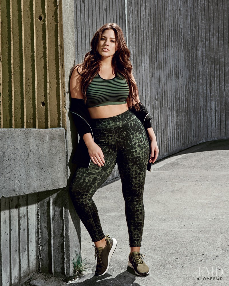 Ashley Graham featured in  the Addition Elle Active Wear advertisement for Spring/Summer 2016
