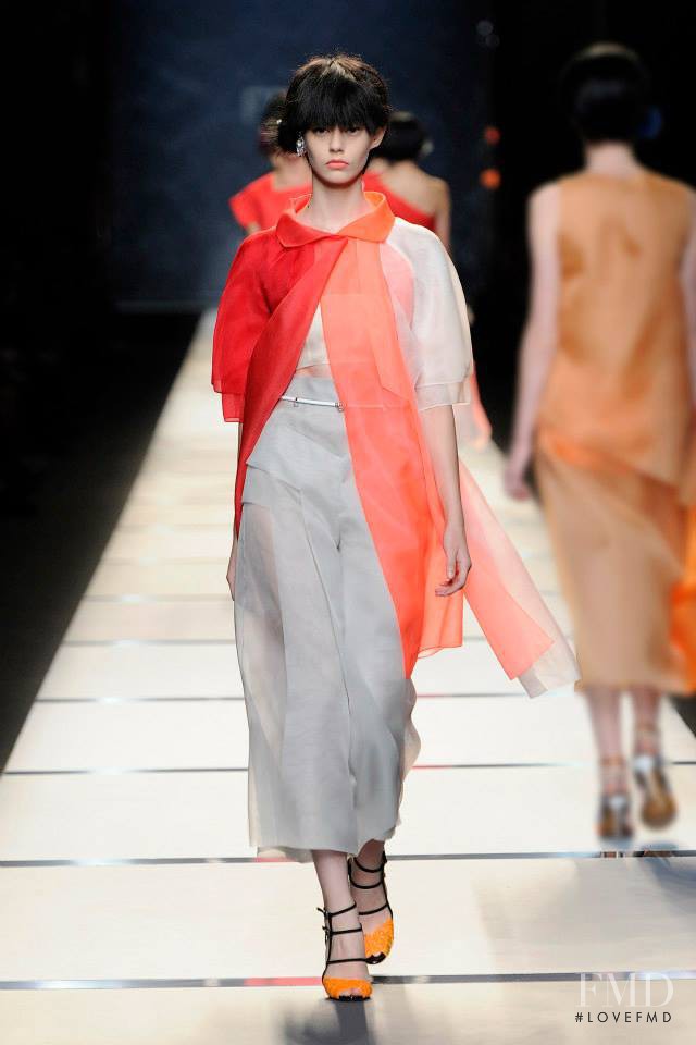 Ondria Hardin featured in  the Fendi fashion show for Spring/Summer 2014