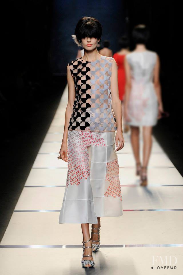 Elisabeth Erm featured in  the Fendi fashion show for Spring/Summer 2014