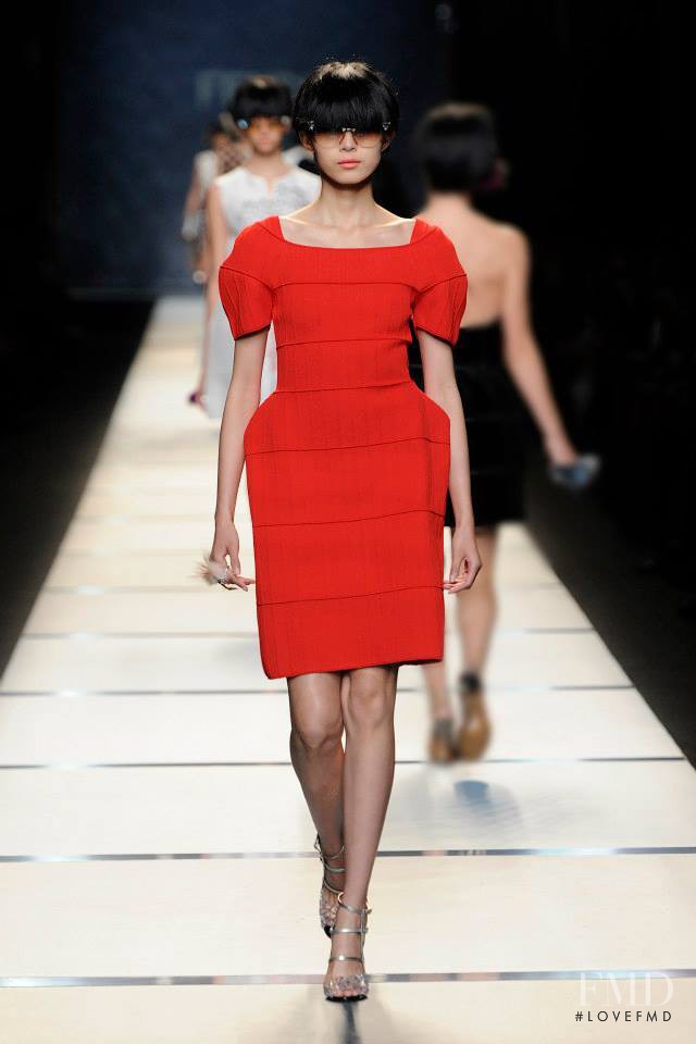 Xiao Wen Ju featured in  the Fendi fashion show for Spring/Summer 2014