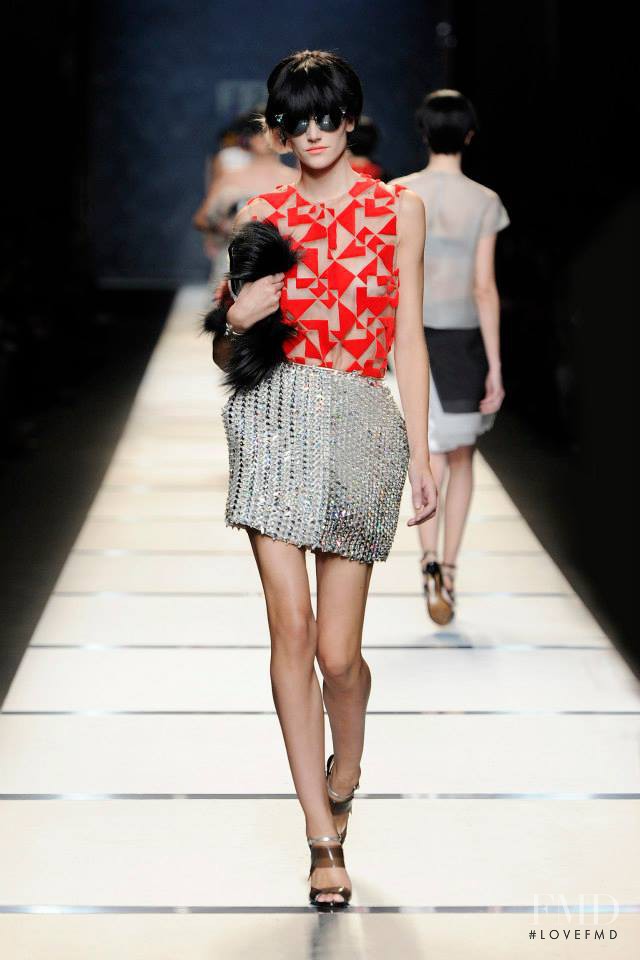 Joséphine Le Tutour featured in  the Fendi fashion show for Spring/Summer 2014