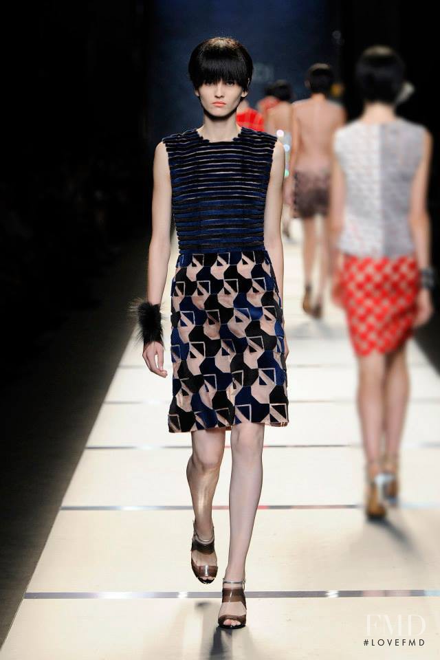 Katlin Aas featured in  the Fendi fashion show for Spring/Summer 2014