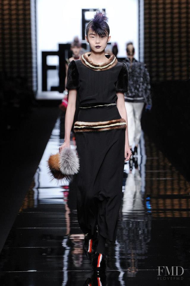 Xiao Wen Ju featured in  the Fendi fashion show for Autumn/Winter 2013