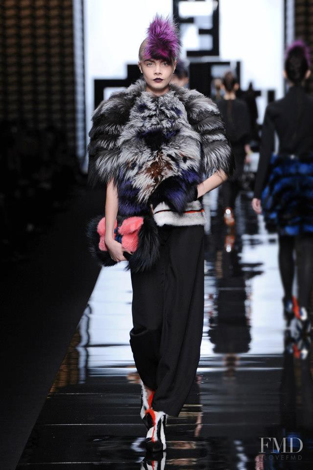 Cara Delevingne featured in  the Fendi fashion show for Autumn/Winter 2013