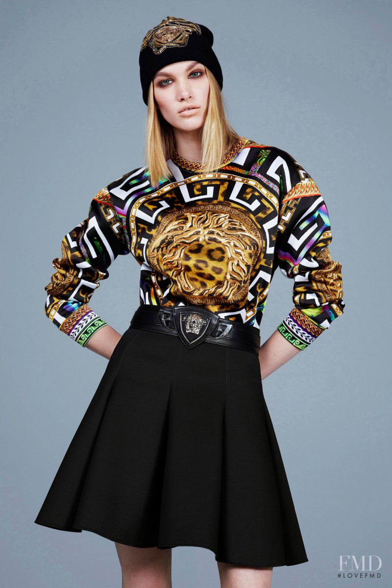 Irina Nikolaeva featured in  the Versace lookbook for Pre-Fall 2014