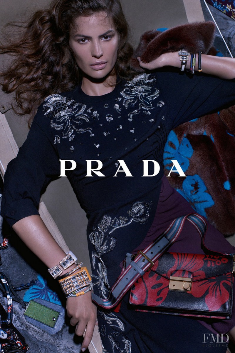 Cameron Russell featured in  the Prada advertisement for Resort 2014