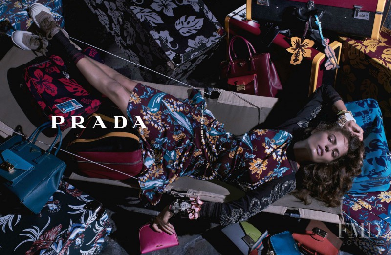 Cameron Russell featured in  the Prada advertisement for Resort 2014
