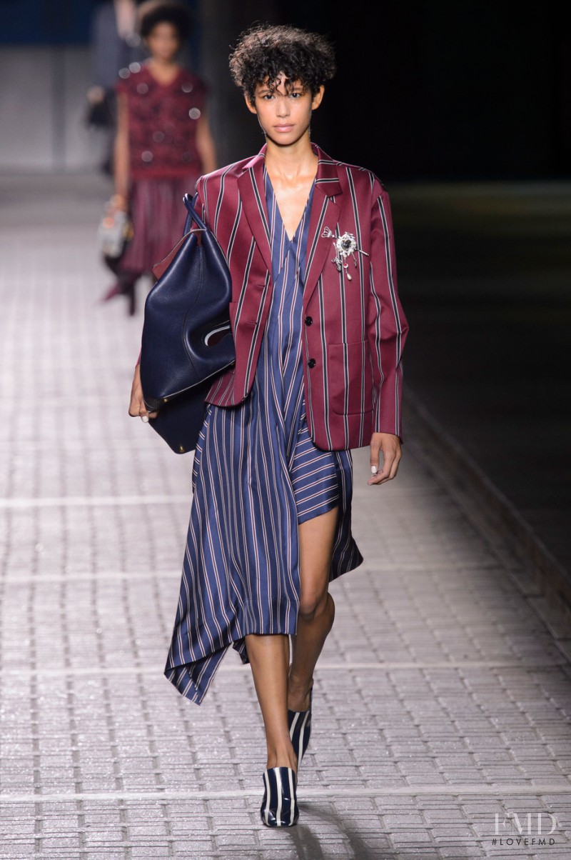 Janiece Dilone featured in  the Mulberry fashion show for Spring/Summer 2017