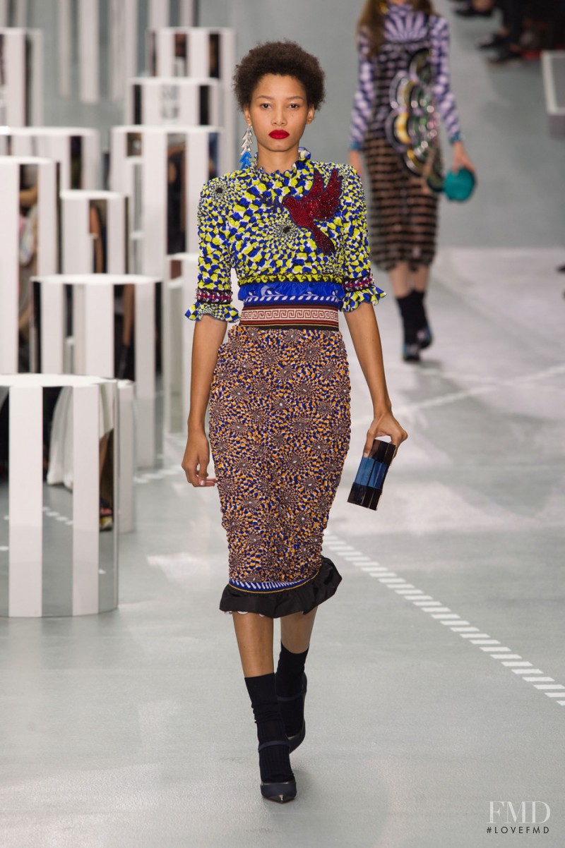 Lineisy Montero featured in  the Mary Katrantzou fashion show for Spring/Summer 2017