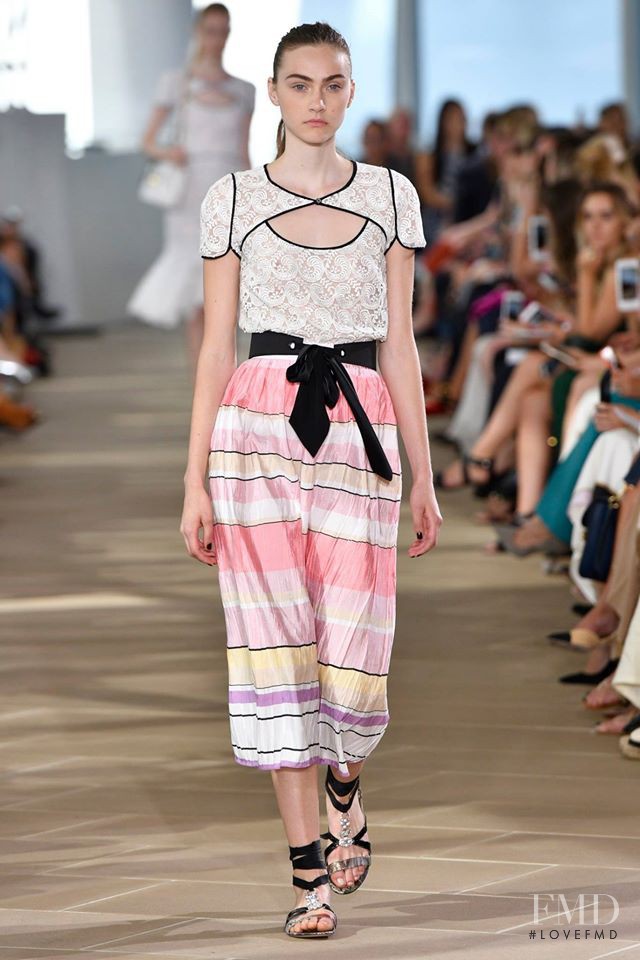 Emily Hall featured in  the Monique Lhuillier fashion show for Spring/Summer 2017
