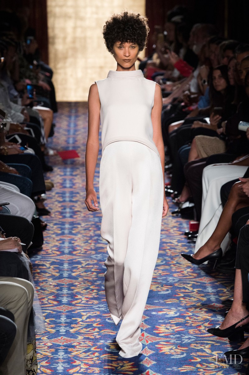 Ari Westphal featured in  the Brandon Maxwell fashion show for Spring/Summer 2017