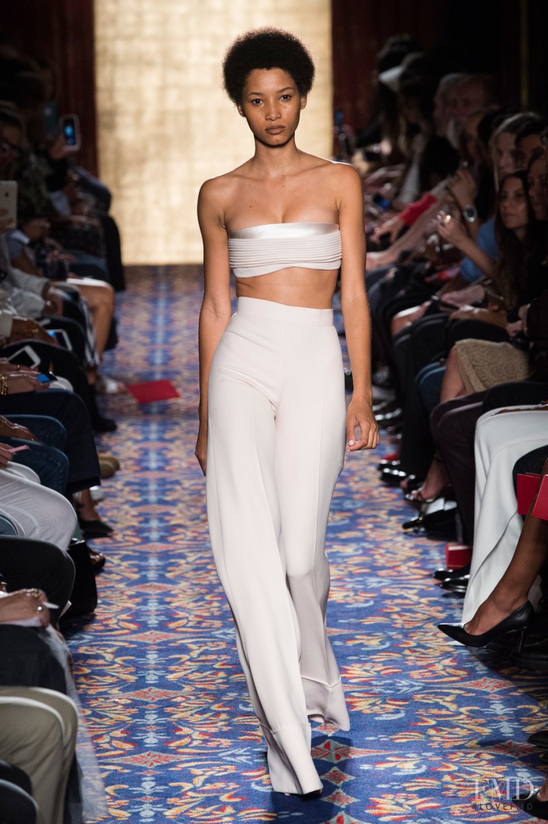 Lineisy Montero featured in  the Brandon Maxwell fashion show for Spring/Summer 2017