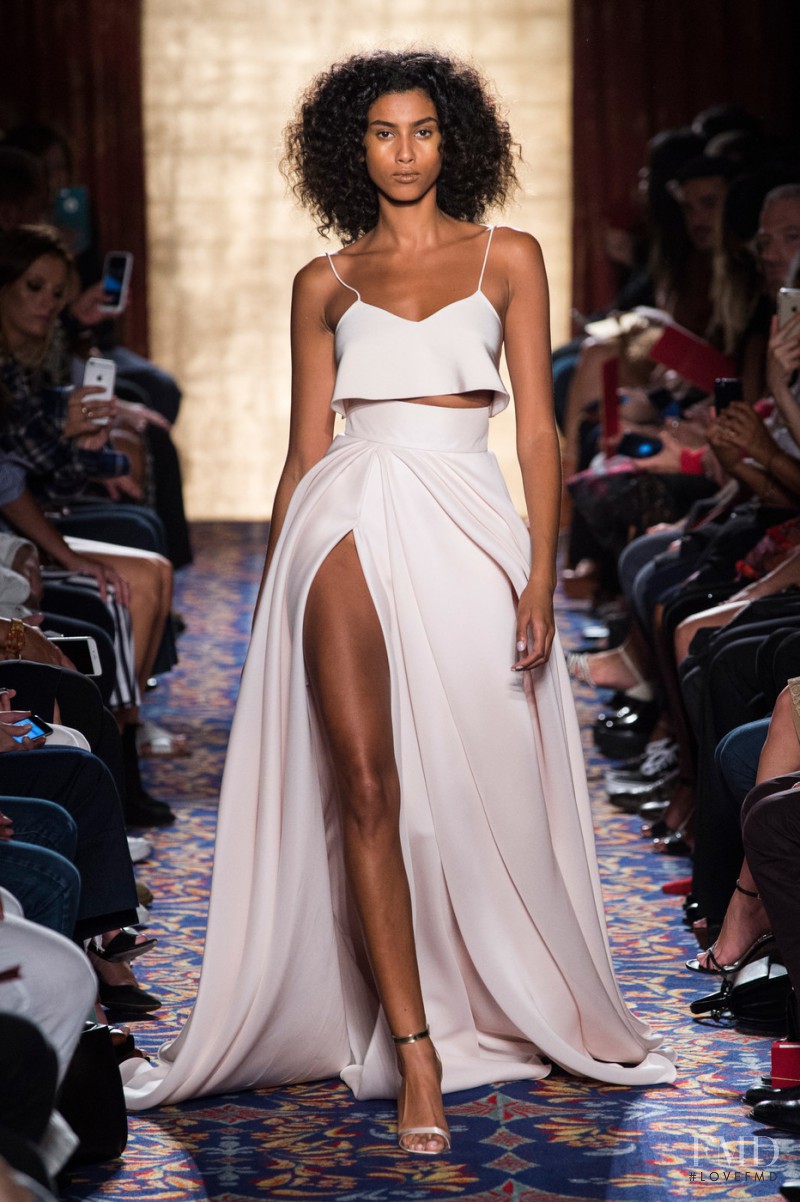 Imaan Hammam featured in  the Brandon Maxwell fashion show for Spring/Summer 2017