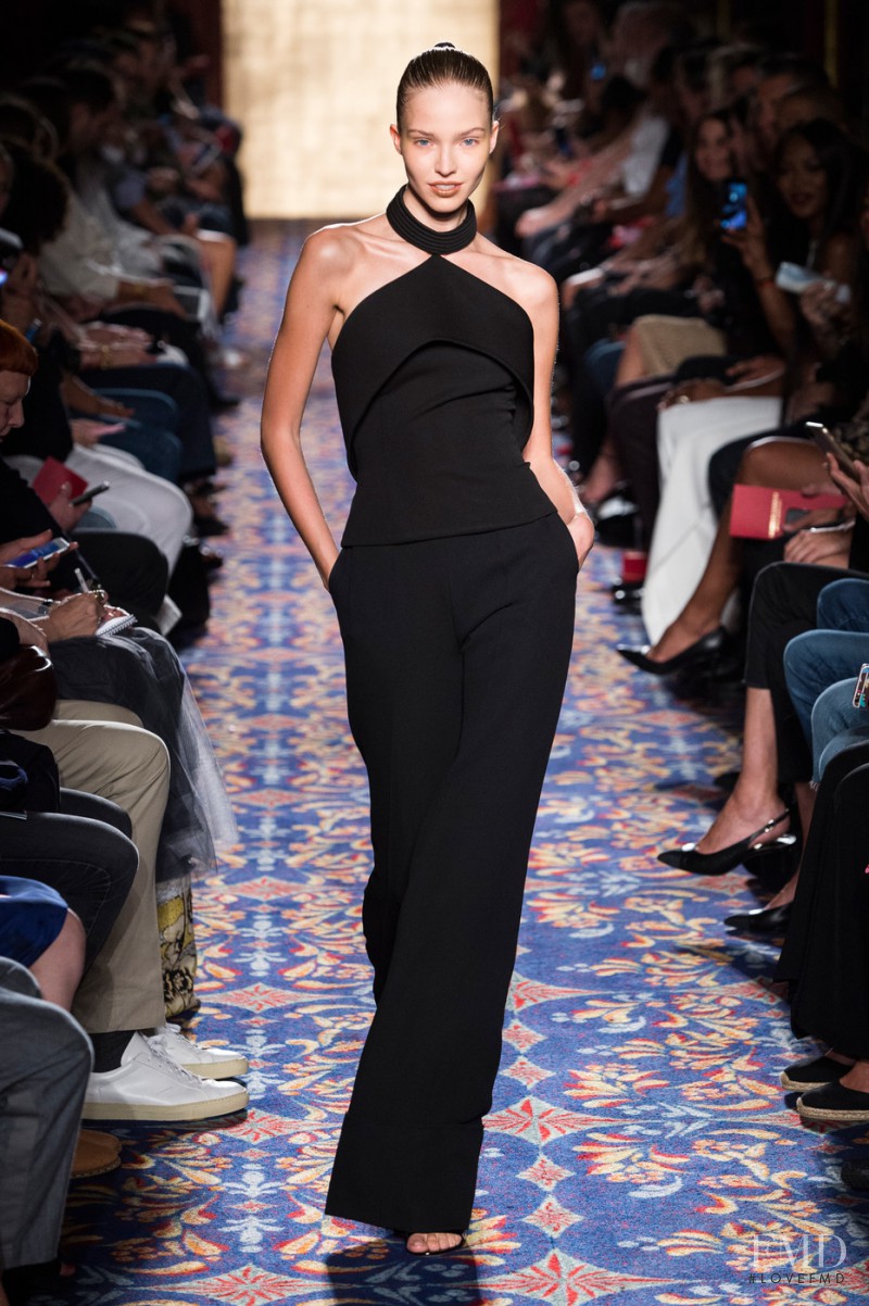 Sasha Luss featured in  the Brandon Maxwell fashion show for Spring/Summer 2017