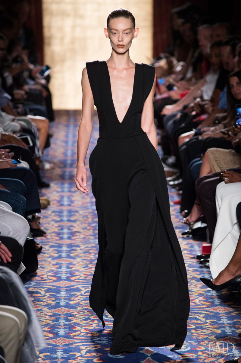 Ondria Hardin featured in  the Brandon Maxwell fashion show for Spring/Summer 2017