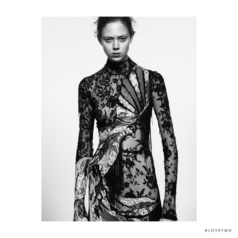 Natalie Westling featured in  the Alexander McQueen advertisement for Spring/Summer 2016