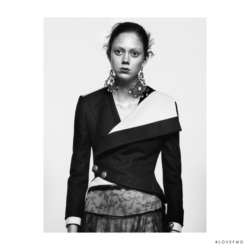 Natalie Westling featured in  the Alexander McQueen advertisement for Spring/Summer 2016