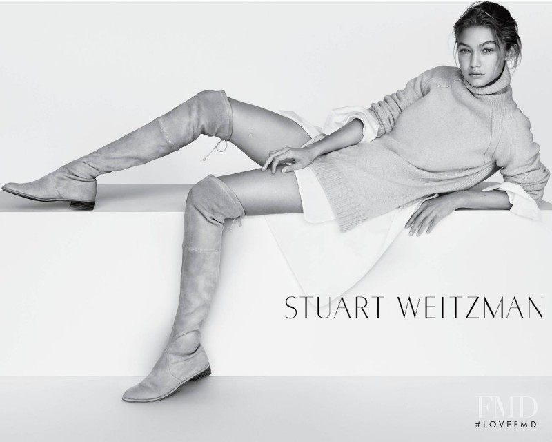 Gigi Hadid featured in  the Stuart Weitzman advertisement for Spring/Summer 2016