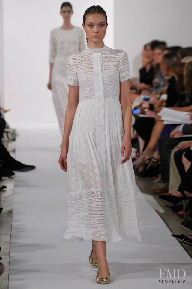 Yumi Lambert featured in  the Oscar de la Renta fashion show for Spring/Summer 2014