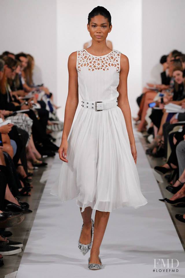Chanel Iman featured in  the Oscar de la Renta fashion show for Spring/Summer 2014