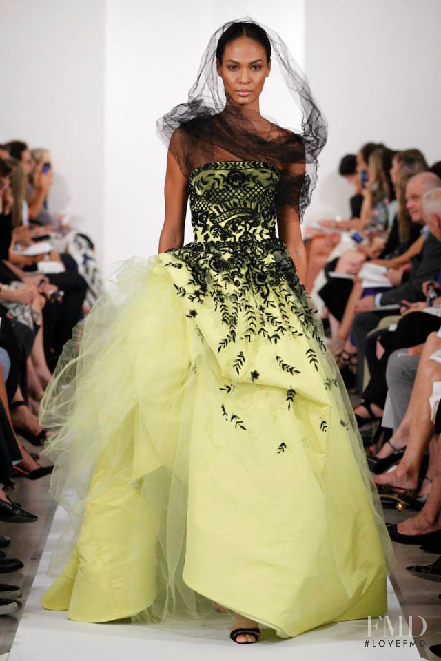 Joan Smalls featured in  the Oscar de la Renta fashion show for Spring/Summer 2014