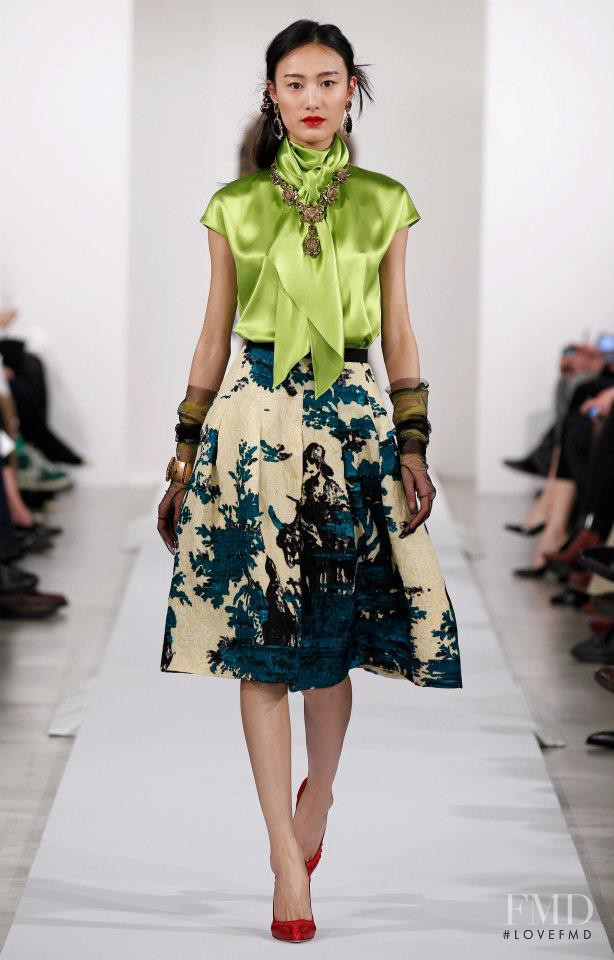 Shu Pei featured in  the Oscar de la Renta fashion show for Autumn/Winter 2013