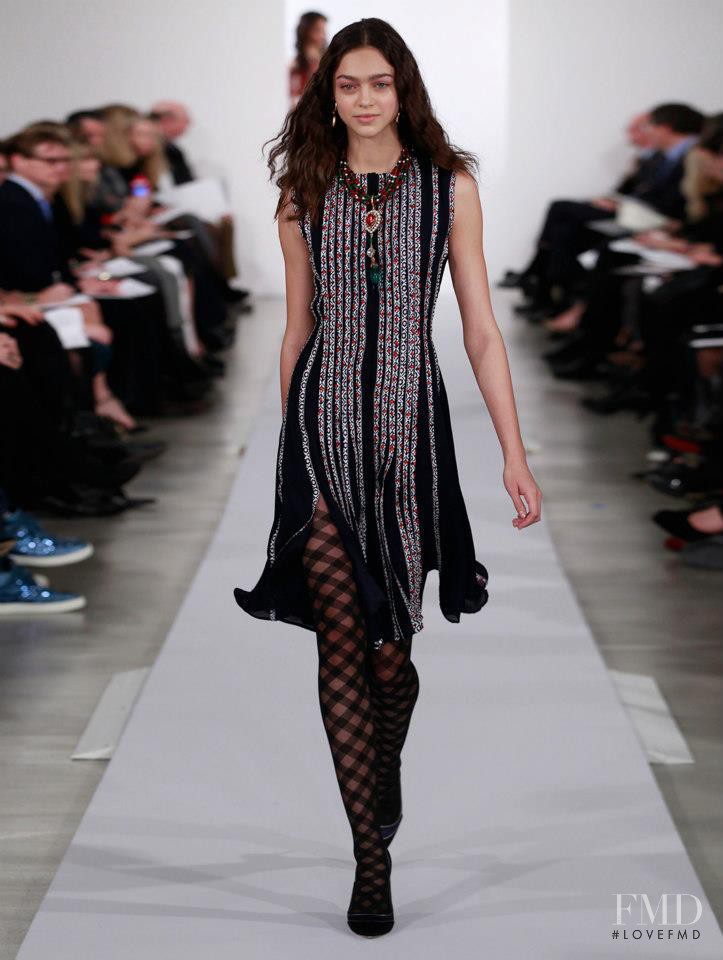 Zhenya Katava featured in  the Oscar de la Renta fashion show for Pre-Fall 2013