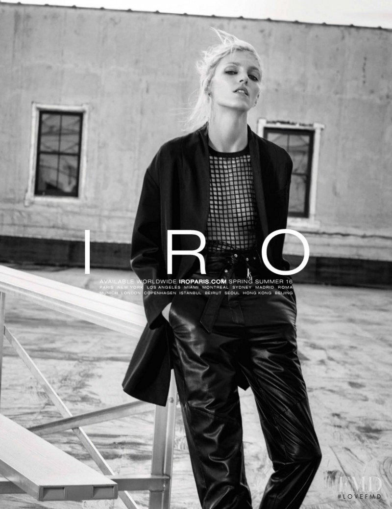 Anja Rubik featured in  the IRO Paris advertisement for Spring/Summer 2016