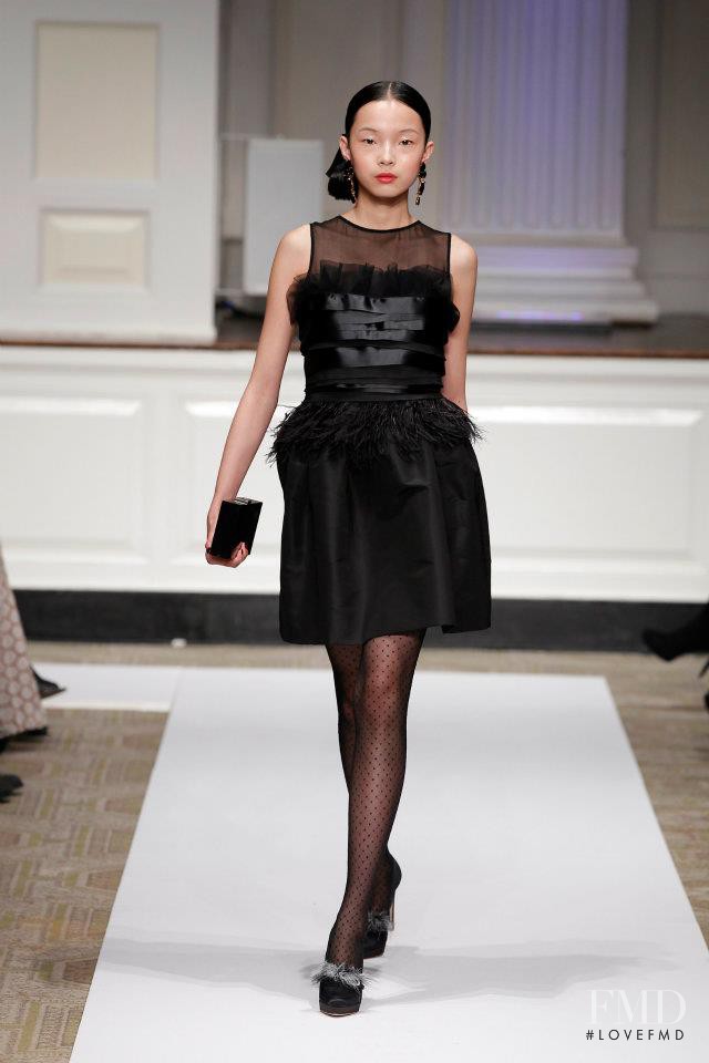 Xiao Wen Ju featured in  the Oscar de la Renta fashion show for Pre-Fall 2012