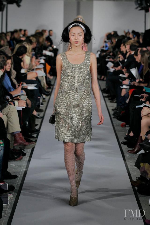 Xiao Wen Ju featured in  the Oscar de la Renta fashion show for Autumn/Winter 2012