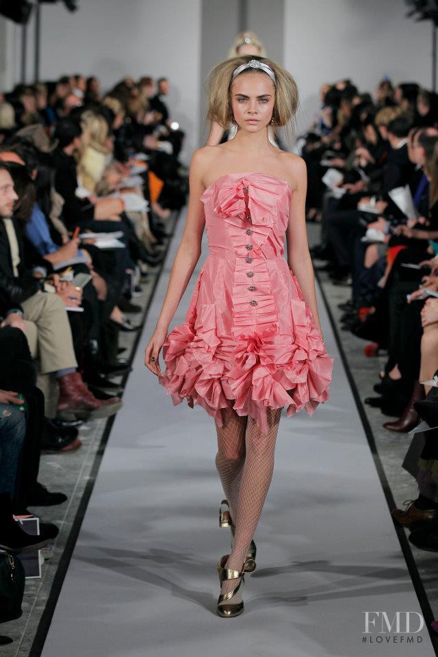 Cara Delevingne featured in  the Oscar de la Renta fashion show for Autumn/Winter 2012
