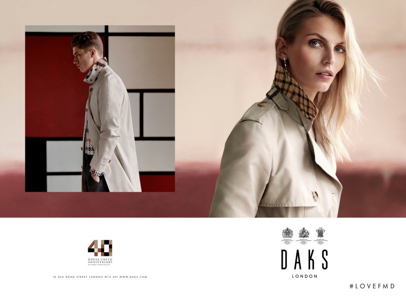 Karlina Caune featured in  the DAKS advertisement for Spring/Summer 2016