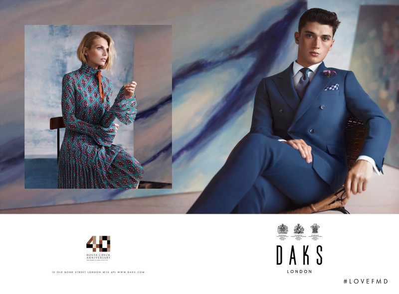 Karlina Caune featured in  the DAKS advertisement for Spring/Summer 2016