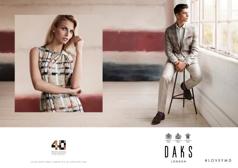 Karlina Caune featured in  the DAKS advertisement for Spring/Summer 2016