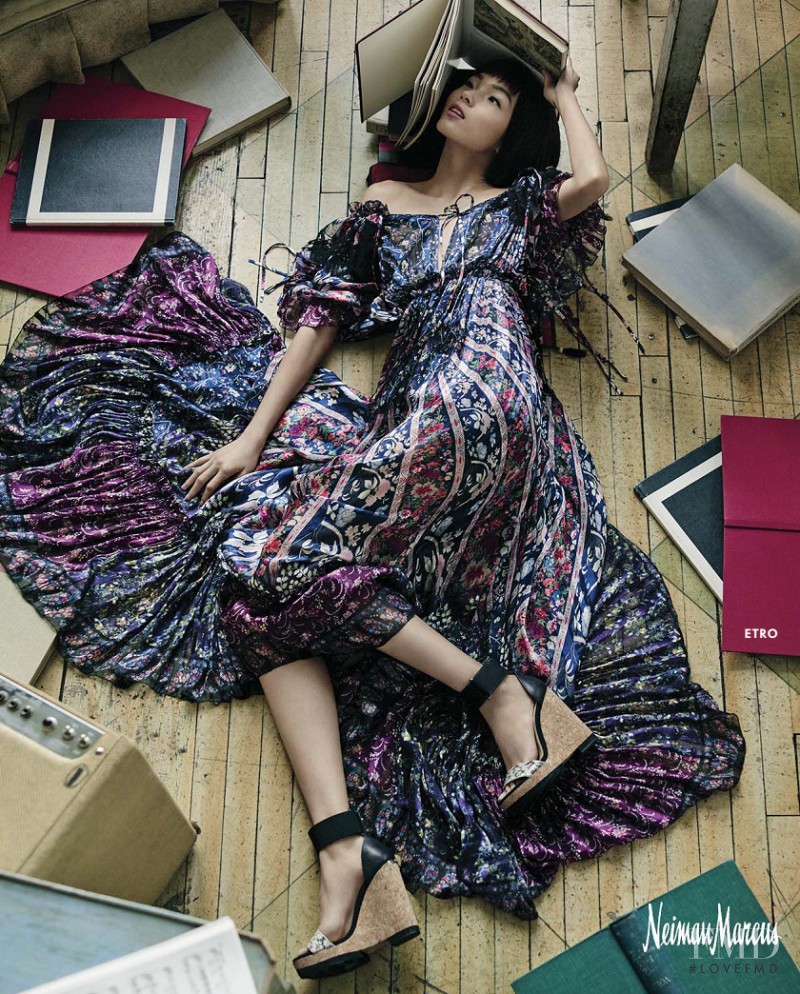 Xiao Wen Ju featured in  the Neiman Marcus advertisement for Spring/Summer 2016