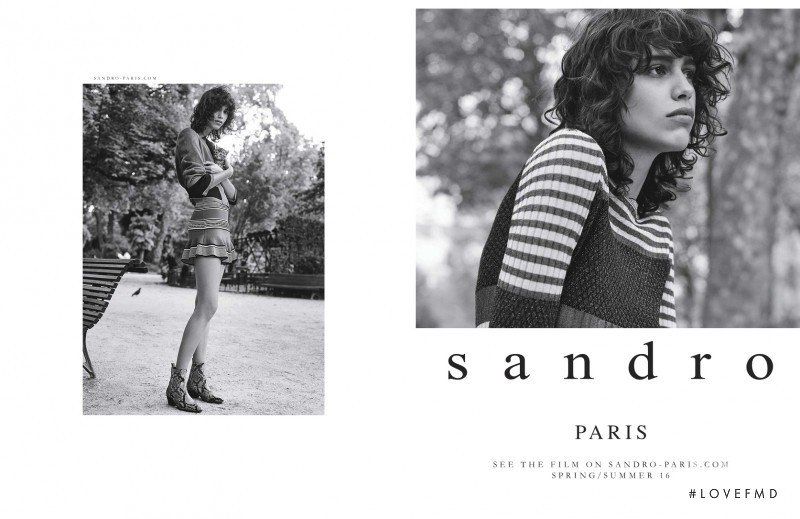 Mica Arganaraz featured in  the Sandro advertisement for Spring/Summer 2016