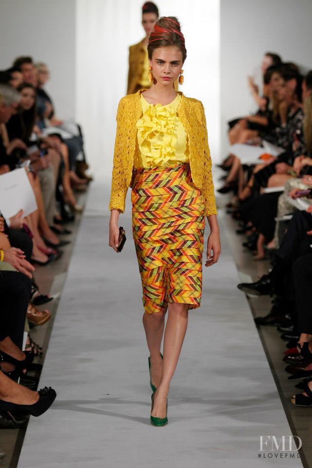 Cara Delevingne featured in  the Oscar de la Renta fashion show for Spring/Summer 2013