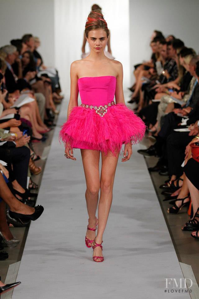 Cara Delevingne featured in  the Oscar de la Renta fashion show for Spring/Summer 2013