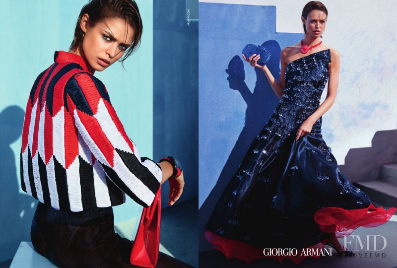 Birgit Kos featured in  the Giorgio Armani advertisement for Spring/Summer 2016