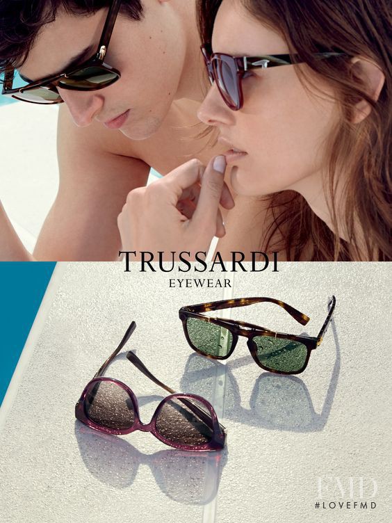 Amanda Murphy featured in  the Trussardi Eyewear advertisement for Spring/Summer 2016