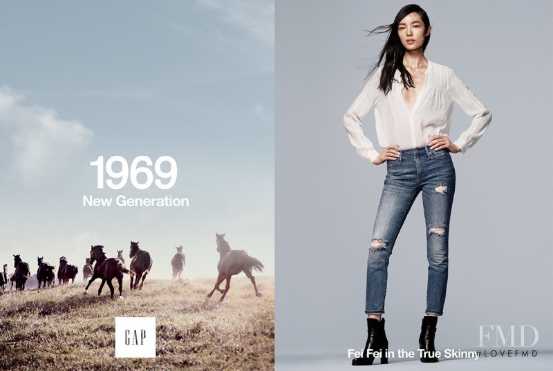 Fei Fei Sun featured in  the Gap 1969 \'New Generation\'  advertisement for Spring/Summer 2016