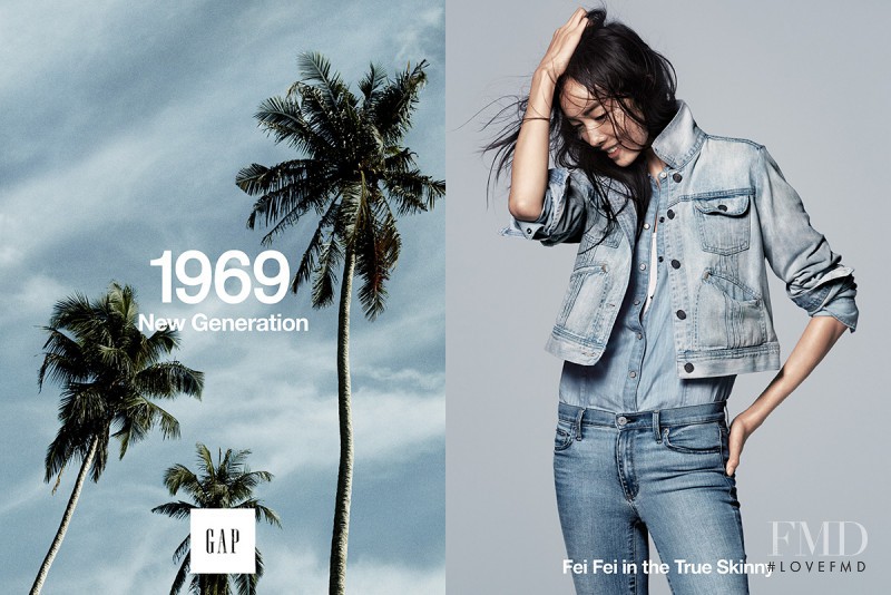 Fei Fei Sun featured in  the Gap 1969 \'New Generation\'  advertisement for Spring/Summer 2016