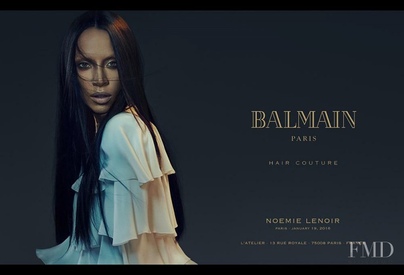 Cindy Bruna featured in  the Balmain Hair Couture advertisement for Spring/Summer 2016