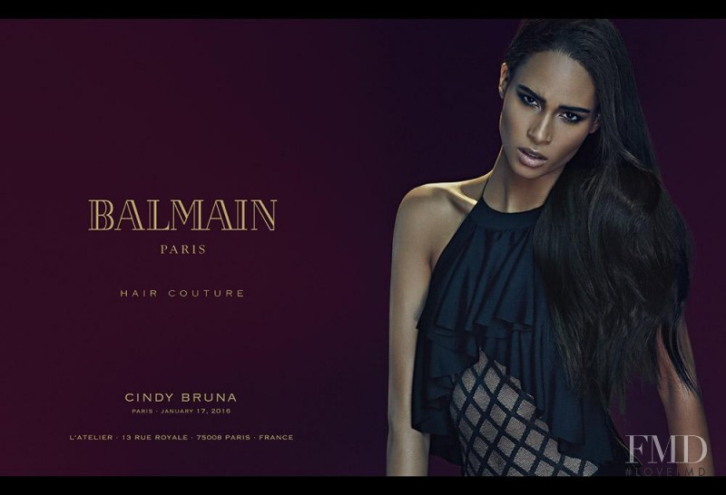 Cindy Bruna featured in  the Balmain Hair Couture advertisement for Spring/Summer 2016