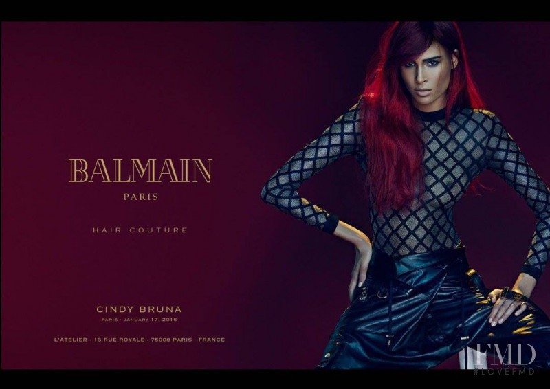 Cindy Bruna featured in  the Balmain Hair Couture advertisement for Spring/Summer 2016