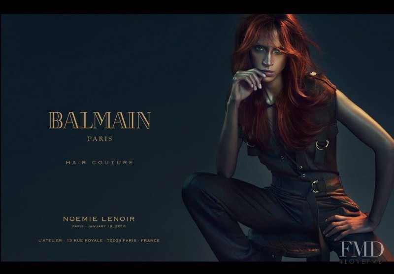 Cindy Bruna featured in  the Balmain Hair Couture advertisement for Spring/Summer 2016