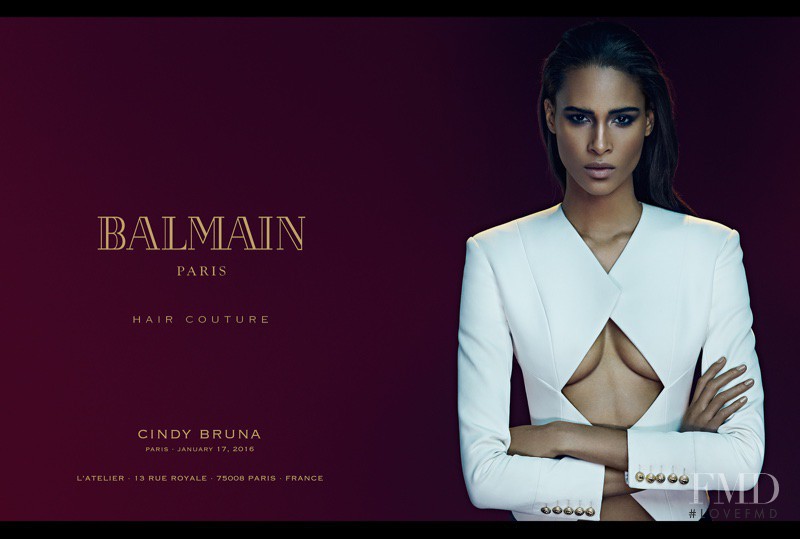 Cindy Bruna featured in  the Balmain Hair Couture advertisement for Spring/Summer 2016