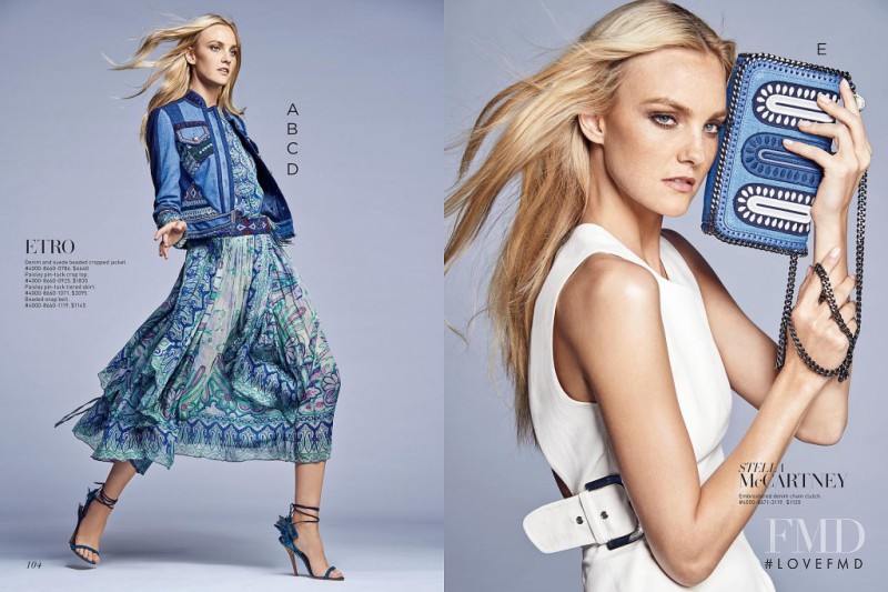 Caroline Trentini featured in  the Saks Fifth Avenue catalogue for Summer 2015