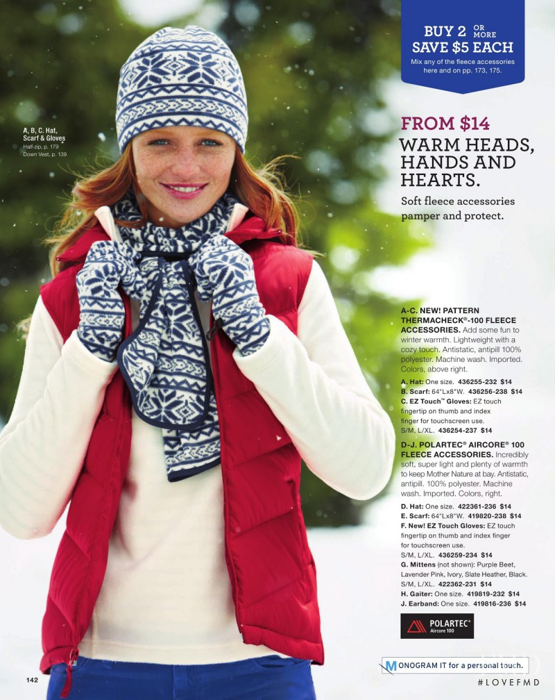 Cintia Dicker featured in  the Lands\'End Outerwear catalogue for Winter 2013
